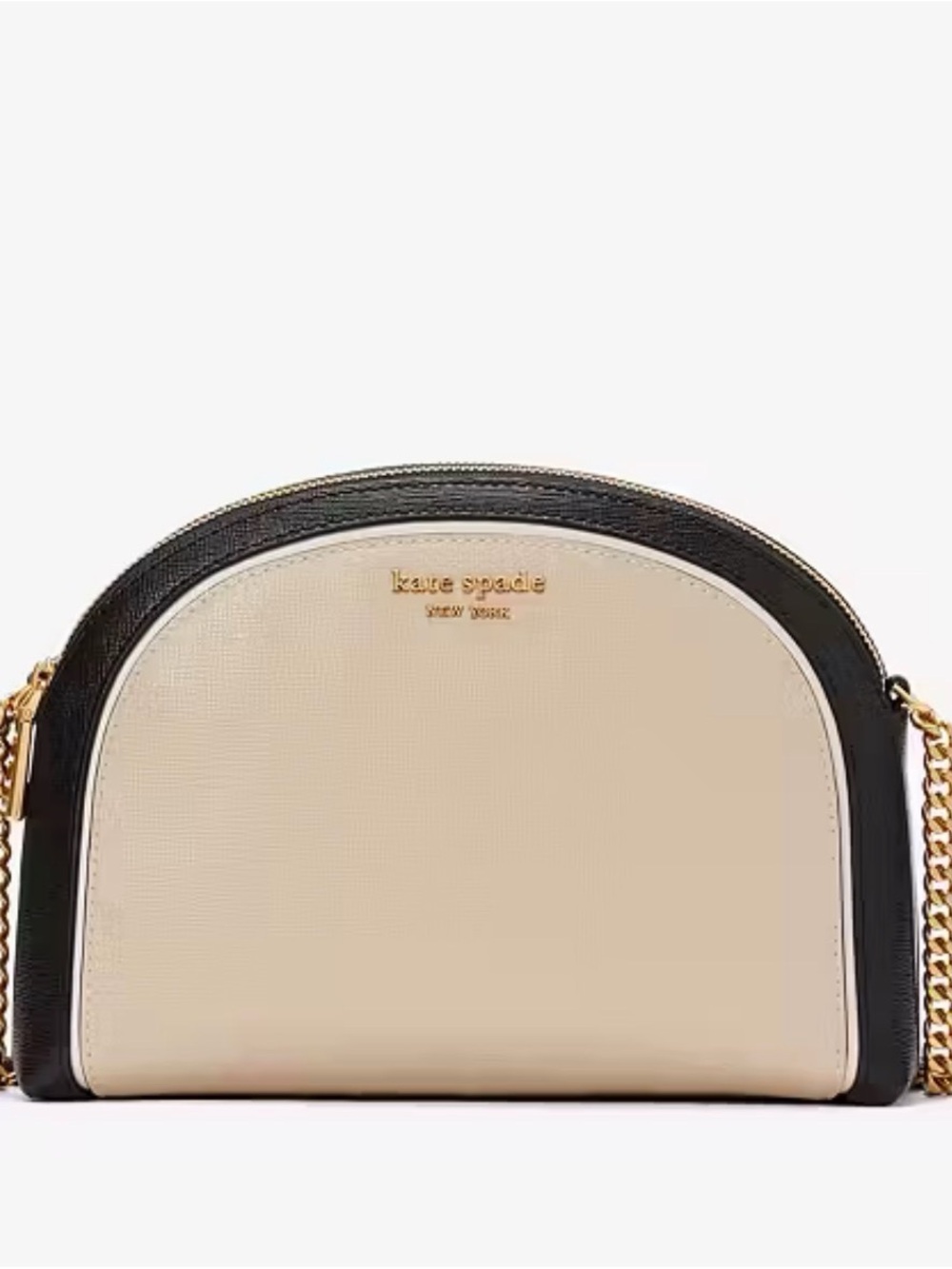 kate spade Two-Tone Cream and Black Dome Crossbody with Gold Chain NWT